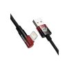 Дата кабель USB 2.0 AM to Lightning 1.0m 2.4A 90° corner black/red Baseus (CAVP000020) - Зображення 2