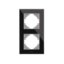 Рамка Videx BINERA черное стекло 2 поста вертикал (VF-BNFRG2V-B)