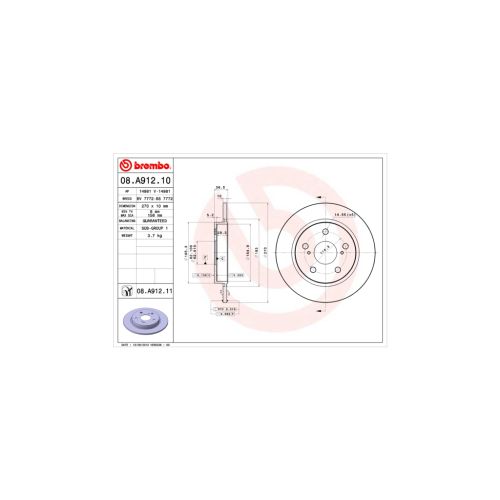 Тормозной диск Brembo 08.A912.10