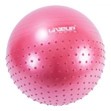 Мяч для фитнеса LiveUp Half Massage Ball LS3569 масажний з насосом червоний 65см/100 (6951376104233)