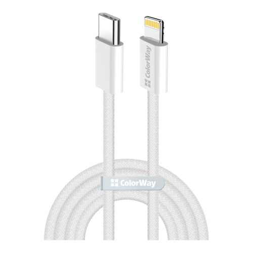 Дата кабель USB-C to Lightning 1.0m 27W grey ColorWay (CW-CBPDCL061-GR)