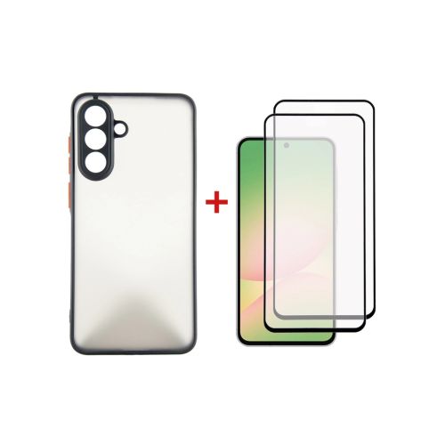 Чехол для мобильного телефона Dengos Kit Samsung Galaxy A56 Matte + 2 pcs glass (Black) (DG-CTG2P-05)