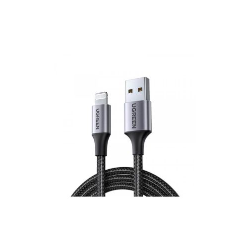 Дата кабель USB 2.0 AM to Lightning 1.0m 2.4A US199 black UGREEN (60156)