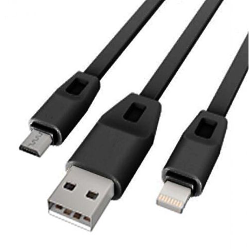 Дата кабель USB 2.0 - Micro USB/Lightning 2А (DR-1622) (Black) 1,0м Drobak (219093)