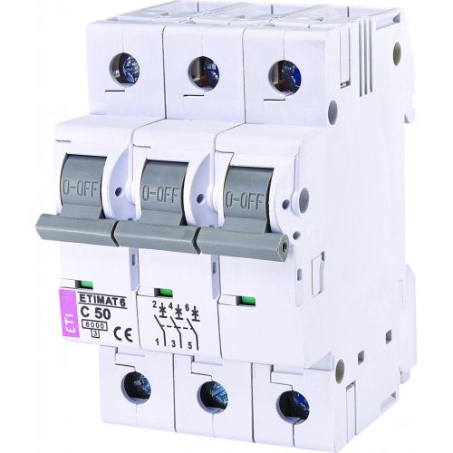 Автоматичний вимикач ETI Выключатель автоматический ETIMAT 6 3p C 50А (6 kA) (2145521)