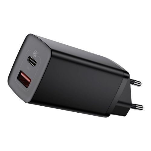 Зарядное устройство Baseus 2xUSB 65W GaN (USB-C+USB-A) black (CCGAN2L-B01)