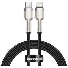 Дата кабель USB-C to Lightning 1.0m Cafule Metal PD 20W black Baseus (CATLJK-A01) Дата кабель USB-C to Lightning 1.0m Cafule Metal PD 20W black Baseus (CATLJK-A01)