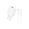 Зарядний пристрій BOROFONE BN29 Fuente 1xUSB-C PD30W + 1xUSB QC3.0 + cable USB-C to Lightning White (6941991120336) - Зображення 3