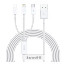 Дата кабель USB 2.0 AM to Lightning + Micro 5P + USB-C 1.5m 3.5A white Baseus (CAMLTYS-02) Дата кабель USB 2.0 AM to Lightning + Micro 5P + USB-C 1.5m 3.5A white Baseus (CAMLTYS-02)