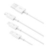 Дата кабель USB 2.0 AM to Lightning + Micro 5P + USB-C 1.5m 3.5A white Baseus (CAMLTYS-02) - Изображение 1