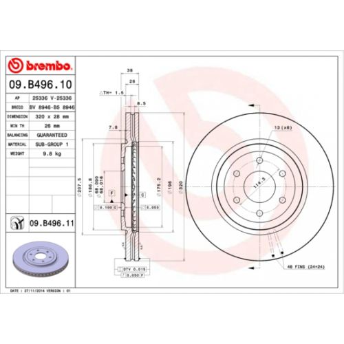 Гальмівний диск Brembo 09.B496.10