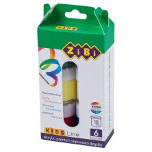 Краски для рисования ZiBi KIDS Line Акрил 6 цветов по 10мл (ZB.6660)