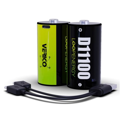 Аккумулятор D/R20 USB Type-С 7400mAh/11100mWh 1.5V Li-ion 2шт./уп. (Loop Energy) Verico (1BTOV-A5N0A2-NN)