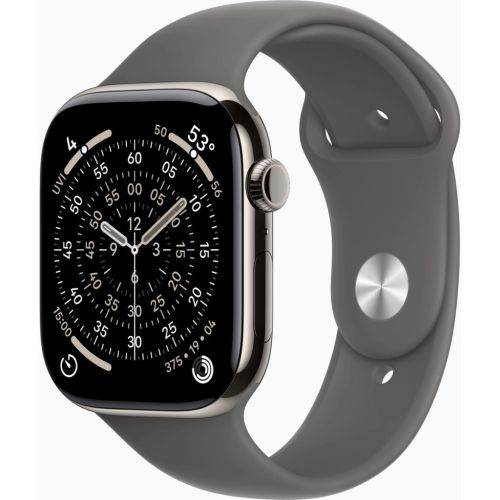 Смарт-часы Apple Watch Series 11 GPS + Cellular 46mm Natural Titanium Case with Stone Grey Sport Band - M/L (MFCX4RK/A)