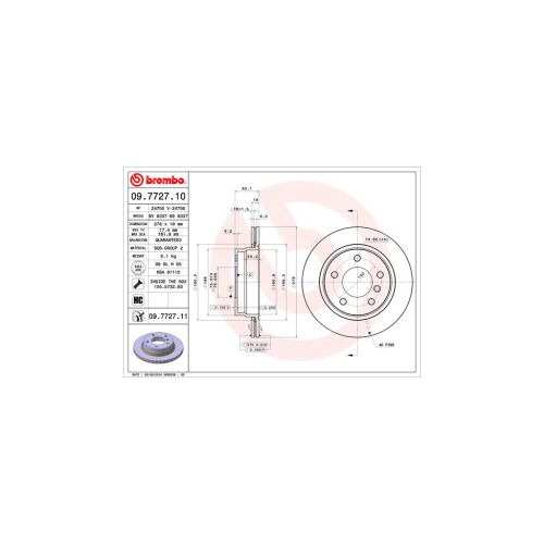 Гальмівний диск Brembo 09.7727.11