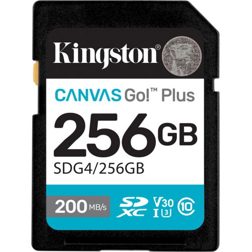 Карта памяти Kingston 256GB SDXC сlass 10 UHS-I U3 V30 Canvas Go Plus G4 (SDG4/256GB)