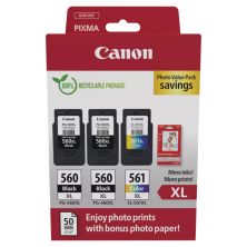Картридж Canon PG-560/CL-561 XL 2xBK+Color, + Photo Paper, Value Pack (3712C012) Картридж Canon PG-560/CL-561 XL 2xBK+Color, + Photo Paper, Value Pack (3712C012)