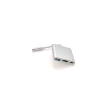Концентратор Voltronic USB-C 3-in-1 USB 3.0 + USB-C + HDMI 0.1m 4K/2K silver (YT-C-T-C(M)/HDMI(F)/USB3)