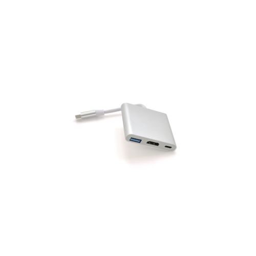 Концентратор Voltronic USB-C 3-in-1 USB 3.0 + USB-C + HDMI 0.1m 4K/2K silver (YT-C-T-C(M)/HDMI(F)/USB3)