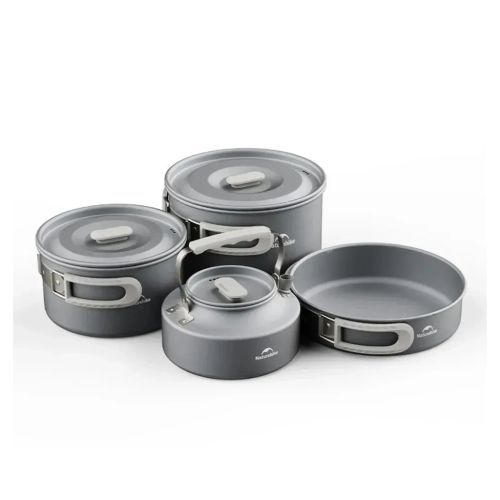 Набір туристичного посуду Naturehike CNK2450CF010, алюміній 2 каструлі, чайник, сковорідка (6976507663281)