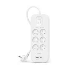 Сетевой фильтр питания Belkin 6хТипE, 16А, USB-A/USB-C 18Вт, 2м (SRB002CA2M)