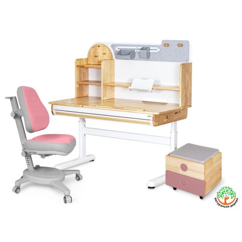 Парта з кріслом Mealux Timberdesk L (парта+кресло+тумба) (BD-690 L+ box BD 920-2 PN+Y-110 DPG)