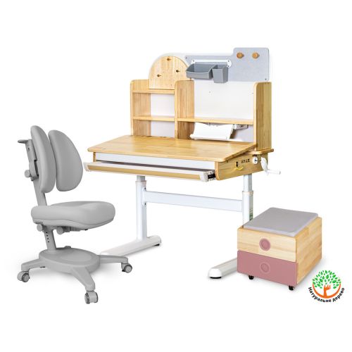 Парта с креслом Mealux Timberdesk S (парта+кресло+тумба) (BD-685 S+ box BD 920-2 PN+Y-115 G)