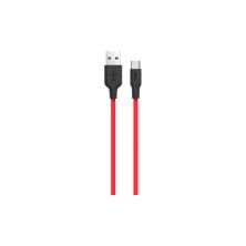 Дата кабель USB 2.0 AM to USB-C 1.0m 2A silicone X21 black+red HOCO (6957531071419)
