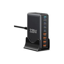 Зарядное устройство Essager 4xUSB-C + 4xUSB 320W GaN (EZC320W-QJB0G-Z) Зарядное устройство Essager 4xUSB-C + 4xUSB 320W GaN (EZC320W-QJB0G-Z)