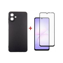 Чехол для мобильного телефона Dengos Carbon Kit for Samsung Galaxy A07 case + glass Black (DG-KM-162)