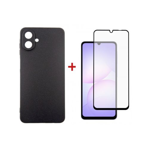 Чохол до мобільного телефона Dengos Carbon Kit for Samsung Galaxy A07 case + glass Black (DG-KM-162)
