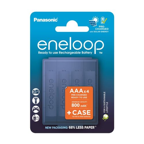 Аккумулятор Panasonic Eneloop AAA 800 мАч, NI-MH, 4 шт, с кейсом для хранения (BK-4MCDEC4CP)
