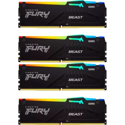 Модуль памяти для компьютера DDR5 128GB (4x32GB) 5600 MHz Beast RGB XMP Kingston Fury (ex.HyperX) (KF556C40BBAK4-128)