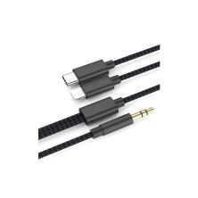 Кабель мультимедійний 3.5mm M to USB-C + Lightning 1,0m black XoKo (MH-232-BK) Кабель мультимедійний 3.5mm M to USB-C + Lightning 1,0m black XoKo (MH-232-BK)