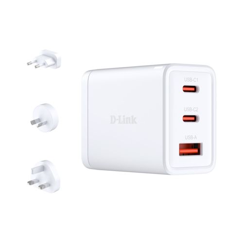 Зарядное устройство D-Link 2xUSB-C + 1xUSB-A 65W GaN white (DCP-651)