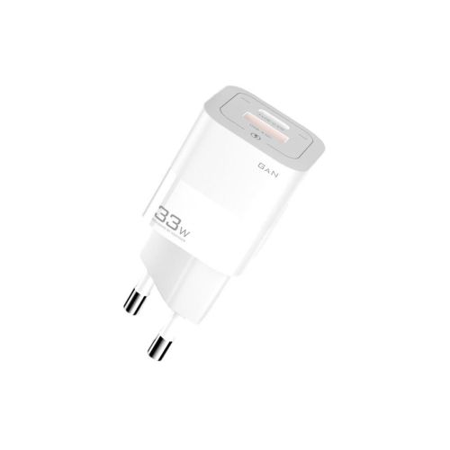 Зарядное устройство Essager 1xUSB + 1xUSB-C 33W GaN white (ECTCA-FZB02)