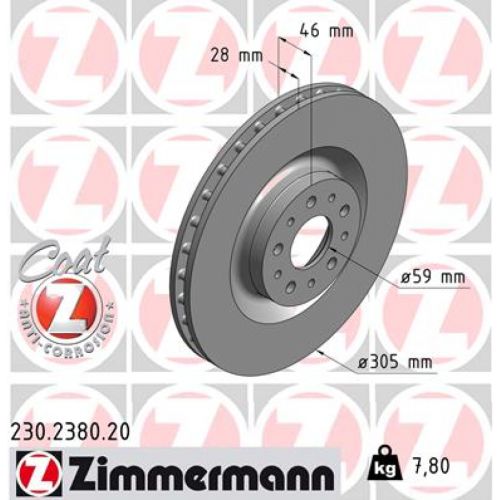 Тормозной диск ZIMMERMANN 230.2380.20
