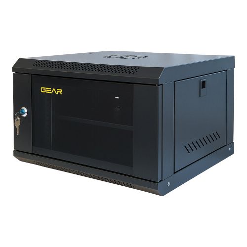 Шафа настінна GEAR 6U 19 600x450x350 мм, + полка 19, black (GWMSN-6U-600-450)