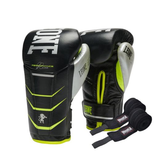 Боксерские перчатки Leone GN110F Revo Fluo Black 12 унцій (GN110F_Black_12oz)