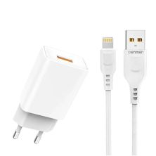Зарядное устройство Denmen 1xUSB 2.4A + cable USB to Lightning white (DC01L-WH) Зарядное устройство Denmen 1xUSB 2.4A + cable USB to Lightning white (DC01L-WH)
