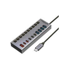 Концентратор Promate USB-C 10-in-1 5xUSB-C + 5xUSB gray (gegahub-5g)