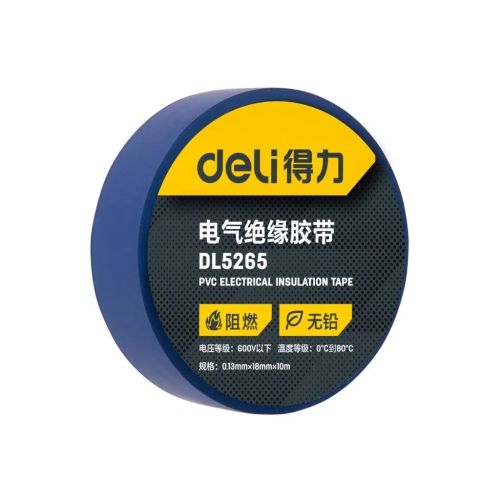 Изоляционная лента Deli 0,13 мм x 18 мм x 10 м синяя (DL5265)