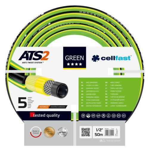 Шланг для поливу Cellfast GREEN ATS, 1/2, 50м, 5 шарів, до 30 Бар, -20…+60°C (15-101)