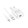 Зарядний пристрій HOCO C109A Fighter USB QC3.0 + cable Micro 5P White (6931474784827) - Зображення 1