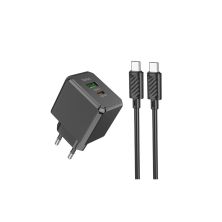 Зарядное устройство HOCO CS14A USB-C PD20W + USB QC3.0 + cable USB-C to USB-C black (6942007603911)