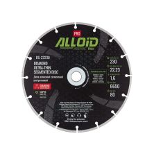 Круг відрізний Alloid Pro, алмазний, сегментний, ультратонкий, 230мм (DS-22230)