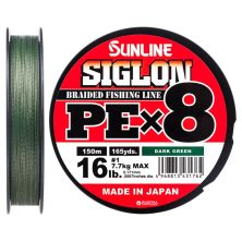 Шнур Sunline Siglon PE х8 150m 1.0/0.171mm 16lb/7.7kg Dark Green (1658.09.77)