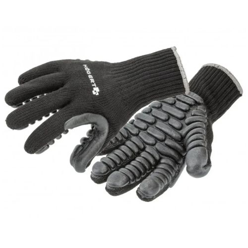 Защитные перчатки Hoegert BROL HT5K765-10 антивибрационные с полиуретановым покрытием черные, 10 (HT5K765-10)