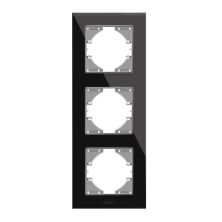 Рамка Videx BINERA черное стекло 3 поста вертикал (VF-BNFRG3V-B)