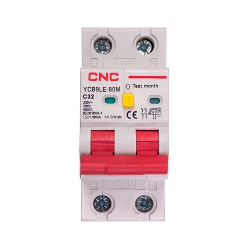 Дифференциальный автоматический выключатель CNC YCB9LE-80M 2P C32 6000A 30mA (NV821907)